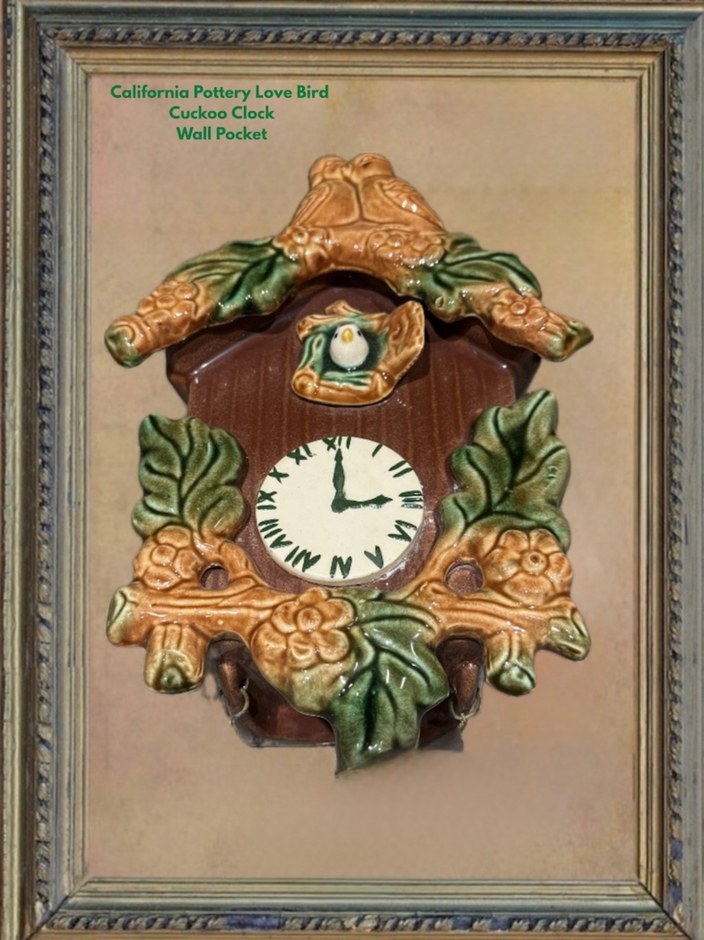 50’s California Pottery Ceramic Cuckoo Clock Wall Pocket Planter. - Picture 2 of 11